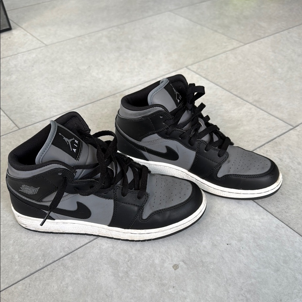Air Jordan Black and Gray Sneakers- 7Y